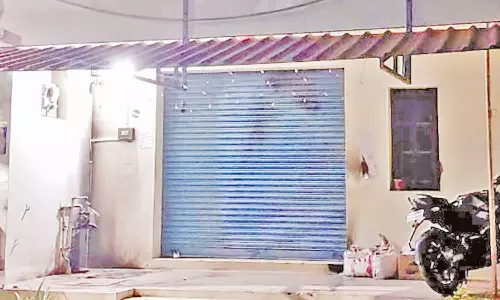 பூட்டி கிடந்த மளிகை கடையில் பெட்ரோல் குண்டு வீச்சு