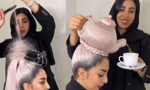 தலைமுடியை டீ பாத்திரமாக மாற்றியவர்- வீடியோ வைரல்