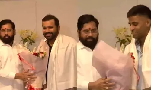 மகாராஷ்டிர முதல்வர் ஏக்நாத் ஷிண்டேவை சந்தித்த ரோகித் சர்மா