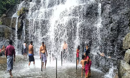 மேகமலை அருவியில் சுற்றுலாப் பயணிகள் உற்சாக குளியல்