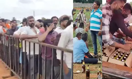 பா.ஜ.க எம்.பியின் மதுபான விருந்து.. மது பாட்டில்களுக்கு முண்டியடித்த தொண்டர்கள் - சர்ச்சை வீடியோ