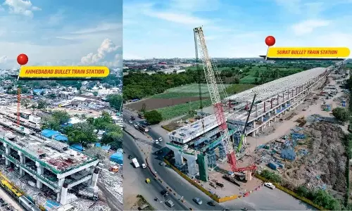 மும்பை - அகமதாபாத் புல்லட் ரெயில் நிலையங்களின் புகைப்படங்கள் இணையத்தில் வைரல்