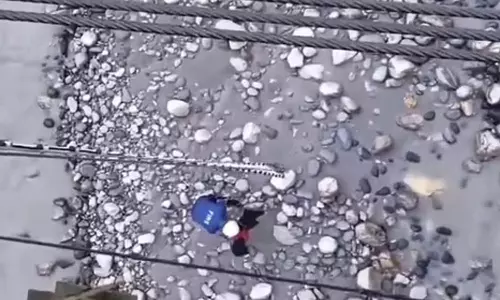 வெள்ளத்தில் சிக்கிய நாயை போராடி மீட்ட போலீசார்- வீடியோ