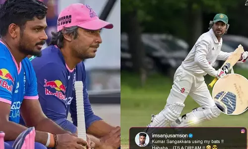 சங்ககாரா எனது பேட்டை பயன்படுத்துகிறார்- சாம்சன் நெகிழ்ச்சி பதிவு