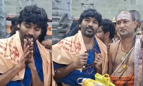 அண்ணாமலையார் கோயிலில் நடிகர் தனுஷ் தனது மகன்களுடன் வந்து சாமி தரிசனம்