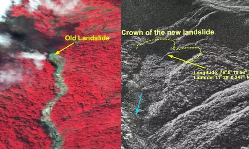 வயநாட்டில் நிலச்சரிவு ஏற்பட்டது  எப்படி?.. சாட்டிலைட்  புகைப்படங்களை வெளியிட்ட இஸ்ரோ