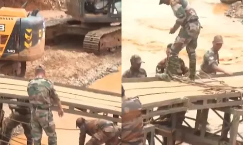 வயநாட்டில் ராணுவத்தினர் அமைத்த தற்காலிக பாலங்கள் சேதம்