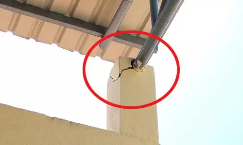 முதலமைச்சர் திறந்து வைத்த மார்க்கெட் கட்டிடத்தின் சுவரில் விரிசல்