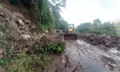 அந்தியூர்-பர்கூர் மலைப்பாதையில் மண் சரிவு: போக்குவரத்து பாதிப்பு