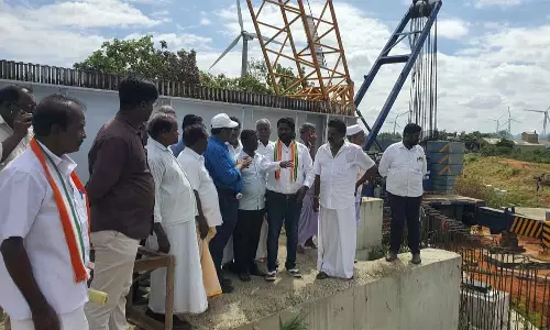 ரெயில்வே மேம்பால பணி- விஜய் வசந்த் ஆய்வு