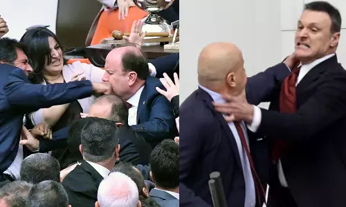 ரத்தக் களரியான துருக்கி பாராளுமன்றம்.. எதிர்க்கட்சி எம்.பி சொன்ன அந்த வார்த்தை - வீடியோ வைரல்