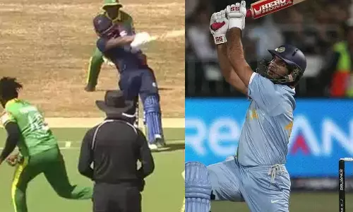 ஒரே ஓவரில் ஆறு சிக்சர்கள்.. உலக சாதனை படைத்த வீரர்- வீடியோ