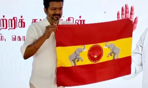 Vijay With TVK Flag
