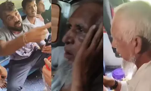 மாட்டிறைச்சி வைத்திருந்ததாக ஓடும் ரெயிலில் முதியவரை சரமாரியாக தாக்கிய சக பயணிகள் - வீடியோ