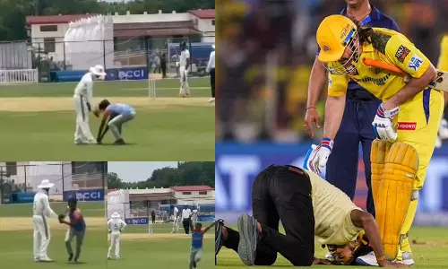 துலீப் கோப்பை தொடரில் கேப்டன் ருதுராஜ் காலில் விழுந்த ரசிகர்