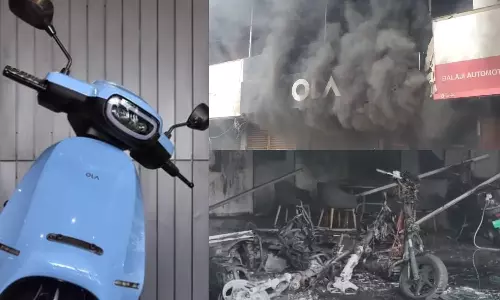 ஆசையாய் வாங்கிய இ- ஸ்கூட்டர் ரிப்பேர் ஆனதால் விரக்தி.. ஓலா ஷோரூமை தீவைத்து எரித்த கஸ்டமர் - வீடியோ