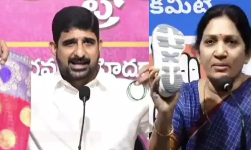 எம்.எல்.ஏ.-க்களை சேலை, வளையல் அணியச் சொன்ன பிஆர்எஸ் எம்.எல்.ஏ.: ஷூவை காண்பித்து எச்சரித்த காங். தலைவர்