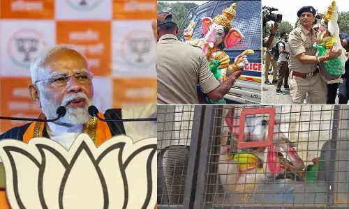 Ganpati Ji being put behind bars under Congress rule in Karnataka: PM Modi