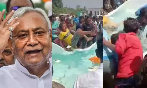 கண்காட்சியை தொடங்கி வைத்த பீகார் முதல்வர்.. அடுத்த நொடியே மீன்களை திருடிச் சென்ற மக்கள் - வீடியோ