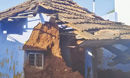 கயத்தாறு அருகே சூறாவளிக்காற்றுடன் பெய்த மழையால் வீடுகள் இடிந்து சேதம்