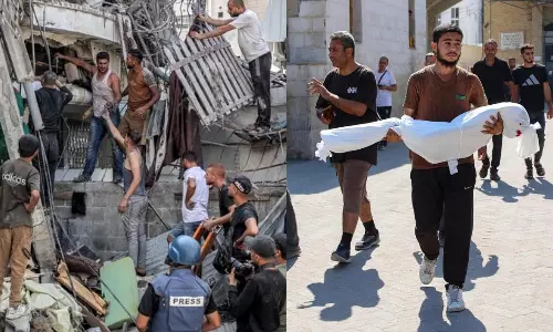 காசாவின் மிகப்பெரிய அகதிகள் முகாம் மீது  இஸ்ரேல் வெடிகுண்டுத் தாக்குதல்.. 33 பேர் பலி