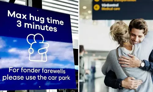 விமான நிலையத்தில் கட்டிப்பிடிக்க கட்டுப்பாடு