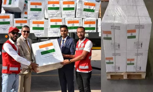 30 டன் நிவாரண பொருட்களை பாலஸ்தீனத்துக்கு அனுப்பிய  இந்தியா