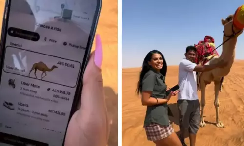 பாலைவனத்தில் தவித்த பெண்ணுக்கு ஒட்டகம் அனுப்பிய ஊபர்