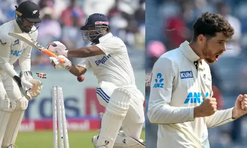 புனே டெஸ்ட்: சான்ட்னெர் சுழலில் சிக்கிய இந்தியா- 107 ரன்னுக்குள் 7 விக்கெட்டை இழந்து திணறல்