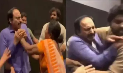 இந்தாம்மா ஏய்.. படத்தில் காதலர்களை பிரித்த வில்லன் நடிகரை நேரில் பொளந்து கட்டிய ரசிகை - வீடியோ