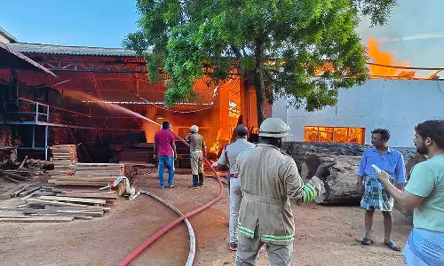 மரக்கடை குடோனில் பயங்கர தீ விபத்து