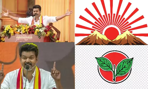 தி.மு.க. அரசியல் எதிரி! - ஆனால்... முதல் மாநாட்டில் அ.தி.மு.க.வை பற்றி பேசாத விஜய்!