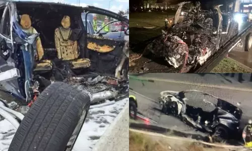 கனடாவில்  கோர விபத்து.. தீப்பிடித்து எரிந்த காரில் உடல் கருகி  4 இந்தியர்கள் உயிரிழப்பு