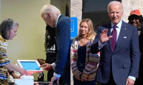 அமெரிக்க அதிபர் தேர்தல்: 40 நிமிடம் வரிசையில் நின்று வாக்களித்த அதிபர் ஜோ பைடன்