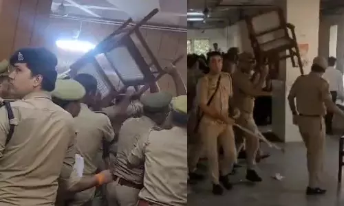 நீதிபதியுடன் வாக்குவாதம்.. வழக்கறிஞர்களை தடியடி நடத்தி கலைத்த போலீசார் - வீடியோ