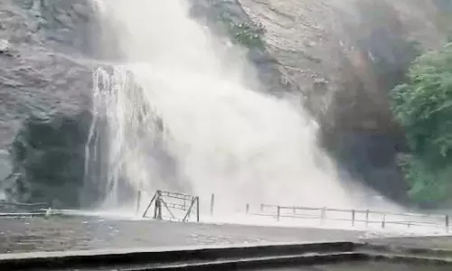 தொடர் மழையால் குற்றாலம் அருவிகளில் வெள்ளப்பெருக்கு