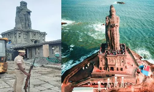 வெள்ளி விழாவையொட்டி திருவள்ளுவர் சிலைக்கு பலத்த போலீஸ் பாதுகாப்பு