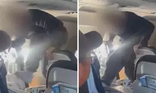 நடுவானில் இருக்கையை உதைத்த நபர்- வீடியோ வைரல்