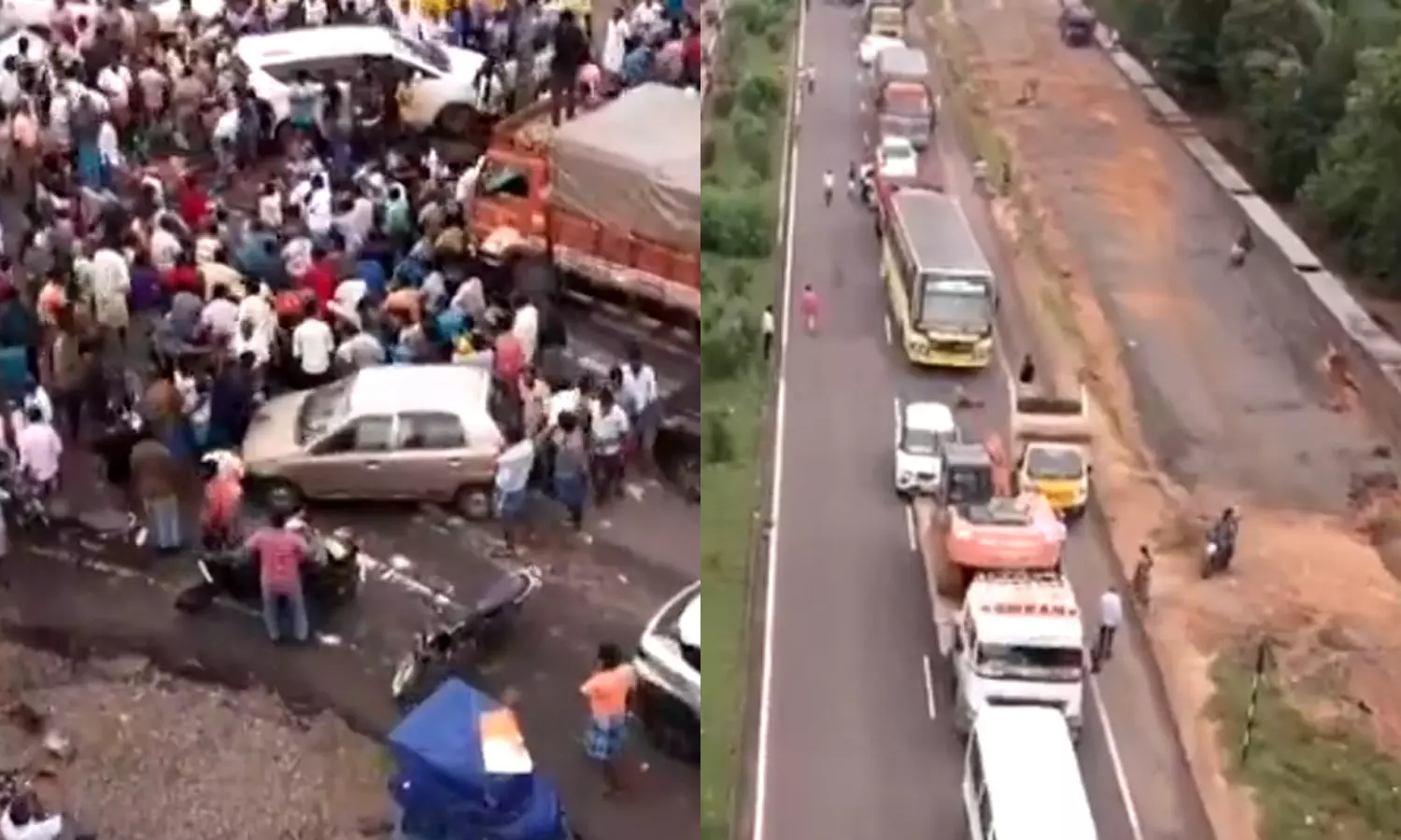 உணவு, குடிநீர் கேட்டு பொதுமக்கள் மறியல்- தேசிய நெடுஞ்சாலையில் போக்குவரத்து பாதிப்பு உணவு, குடிநீர் கேட்டு பொதுமக்கள் மறியல்- தேசிய நெடுஞ்சாலையில் போக்குவரத்து பாதிப்பு