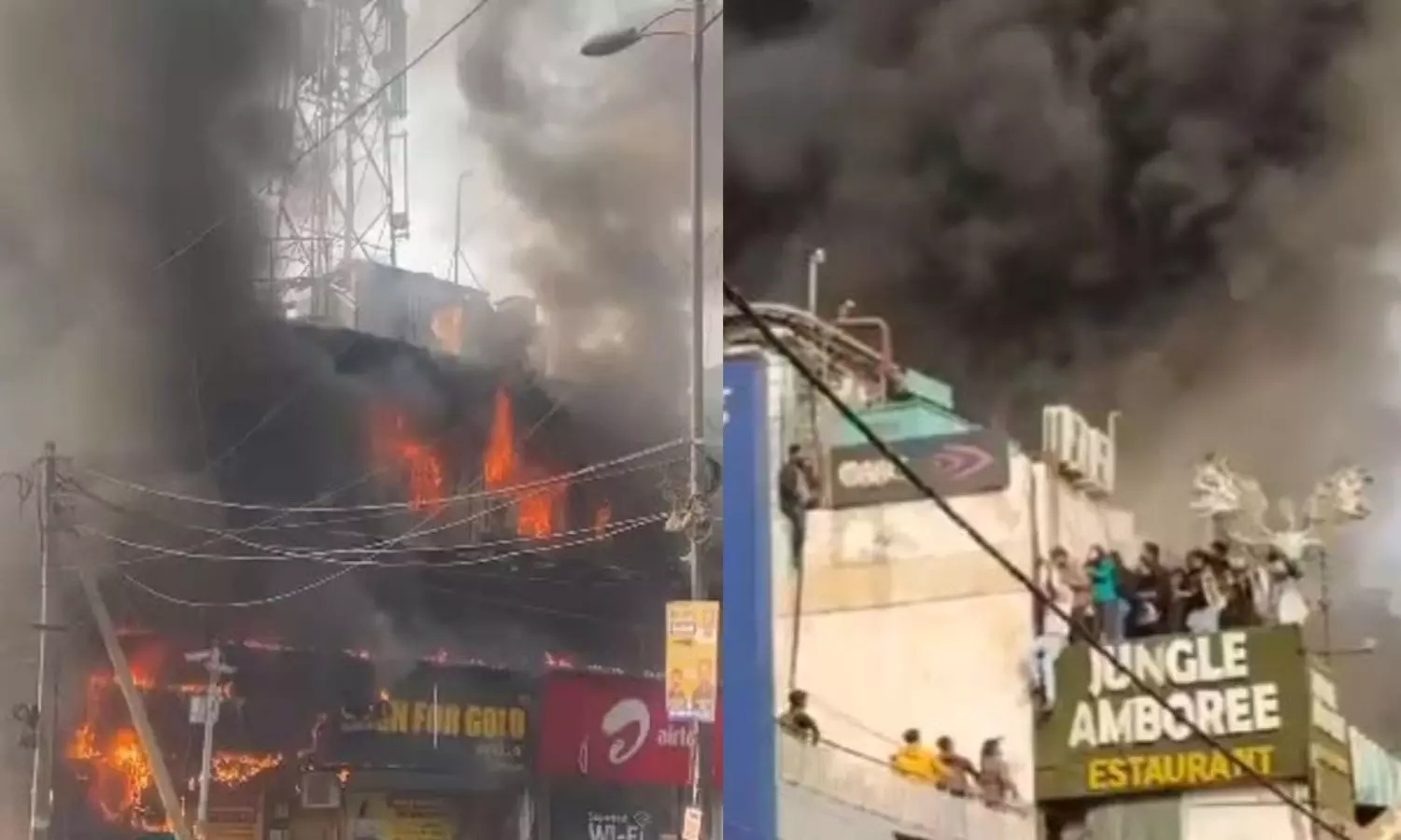 VIDEO: டெல்லி உணவகத்தில் திடீர் தீ விபத்து.. பற்றி எரியும் தீ.. மாடியில் சிக்கிய மக்கள்