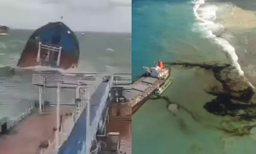 VIDEO: இரண்டாக பிளந்த ரஷிய எண்ணெய் கப்பல்.. டன் கணக்கான எண்ணெய் கருங்கடலில் கலப்பு