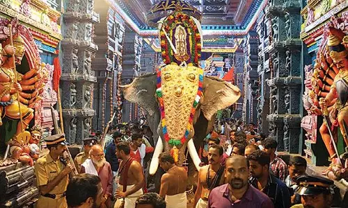 கோவிலில் தமிழக, கேரள சிற்பகலை