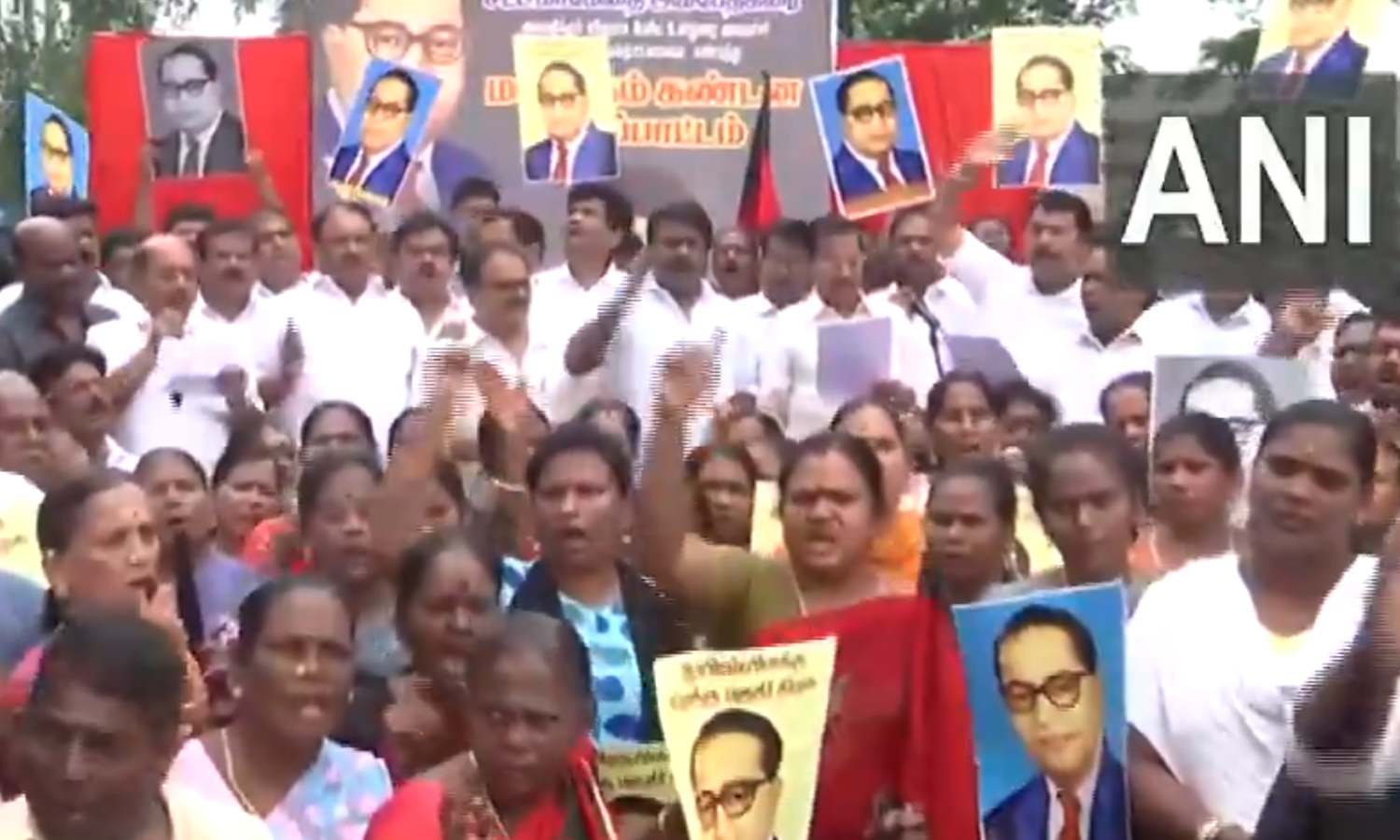 அமித்ஷா பேச்சுக்கு எதிர்ப்பு- சென்னை வள்ளுவர் கோட்டத்தில் திமுக கண்டன ஆர்ப்பாட்டம்