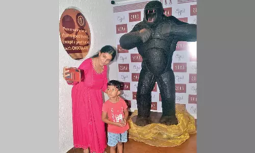 புத்தாண்டை வரவேற்க சாக்லெட்டில் பிரமாண்ட கிங்காங் சிலை