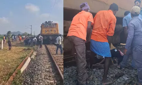 திண்டிவனம் அருகே தண்டவாளத்தில் திடீர் விரிசல்: நடுவழியில் ரெயில் நிறுத்தம்- பயணிகள் அவதி
