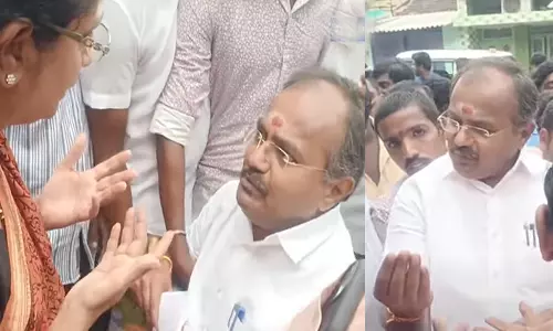 பள்ளியை மூடாதீங்க மா.. பள்ளி தாளாளர் காலில் விழுந்து கெஞ்சிய பா.ம.க எம்எல்ஏ