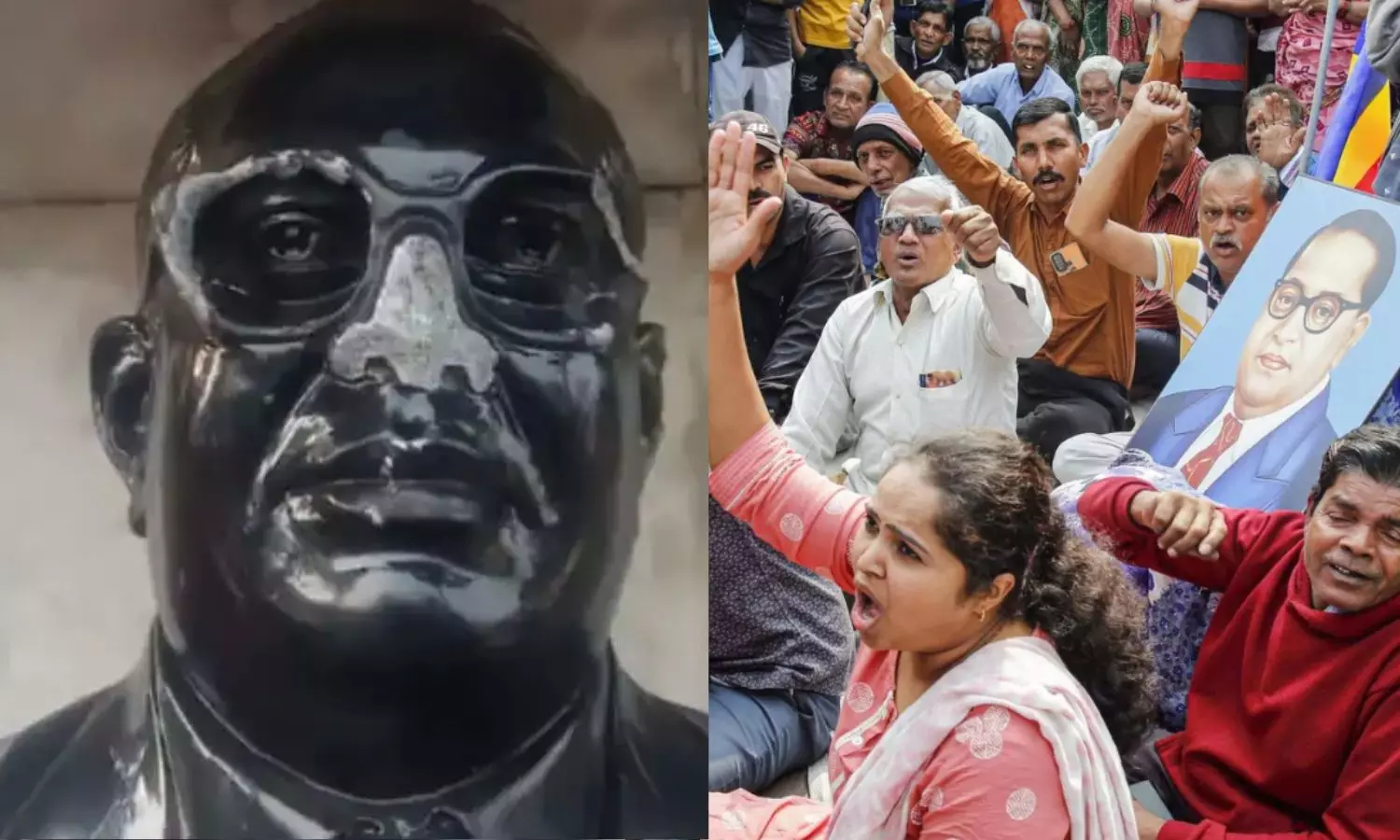 குஜராத்: கல்லூரி வாசலில் அம்பேத்கர் சிலை சேதம்.. மக்கள் போராட்டம் குஜராத்: கல்லூரி வாசலில் அம்பேத்கர் சிலை சேதம்.. மக்கள் போராட்டம்