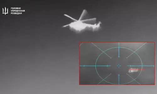 ரஷிய ஹெலிகாப்டரை தாக்கி அழித்த உக்ரைன் டிரோன்