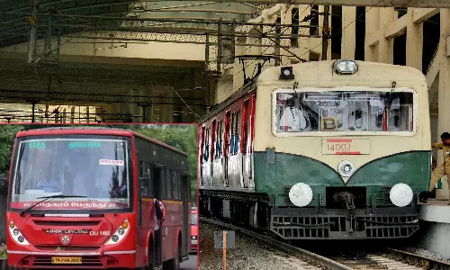 தாம்பரம் - கடற்கரை இடையே புறநகர் ரெயில் சேவை ரத்து - கூடுதல் மாநகர பேருந்துகள் இயக்கம்