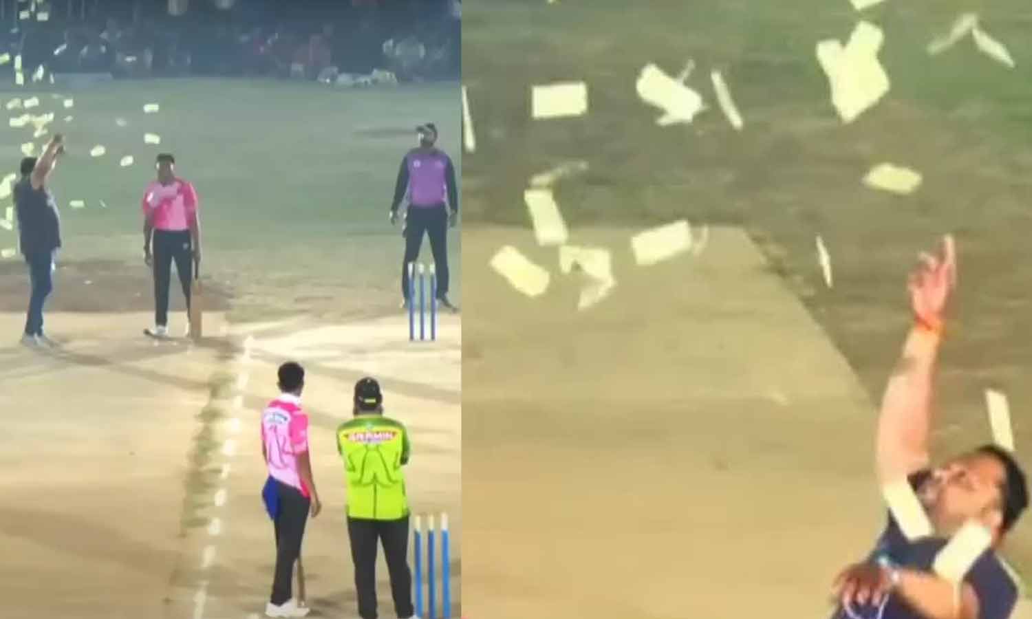 9 பந்தில் 35 ரன்கள் விளாசிய வீரர் மீது ரூ. 500 நோட்டுகளை தூவிய ரசிகர்- வைரல் வீடியோ